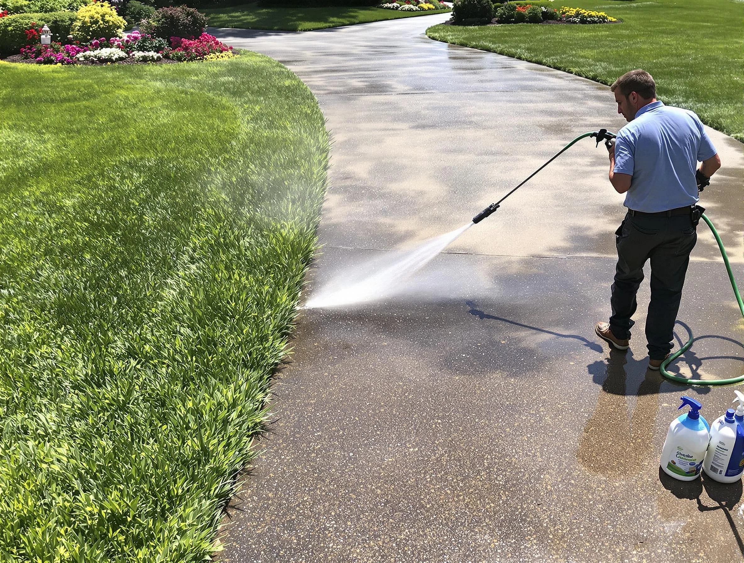 Before and after pressure washing by North Olmsted Power Washing in North Olmsted